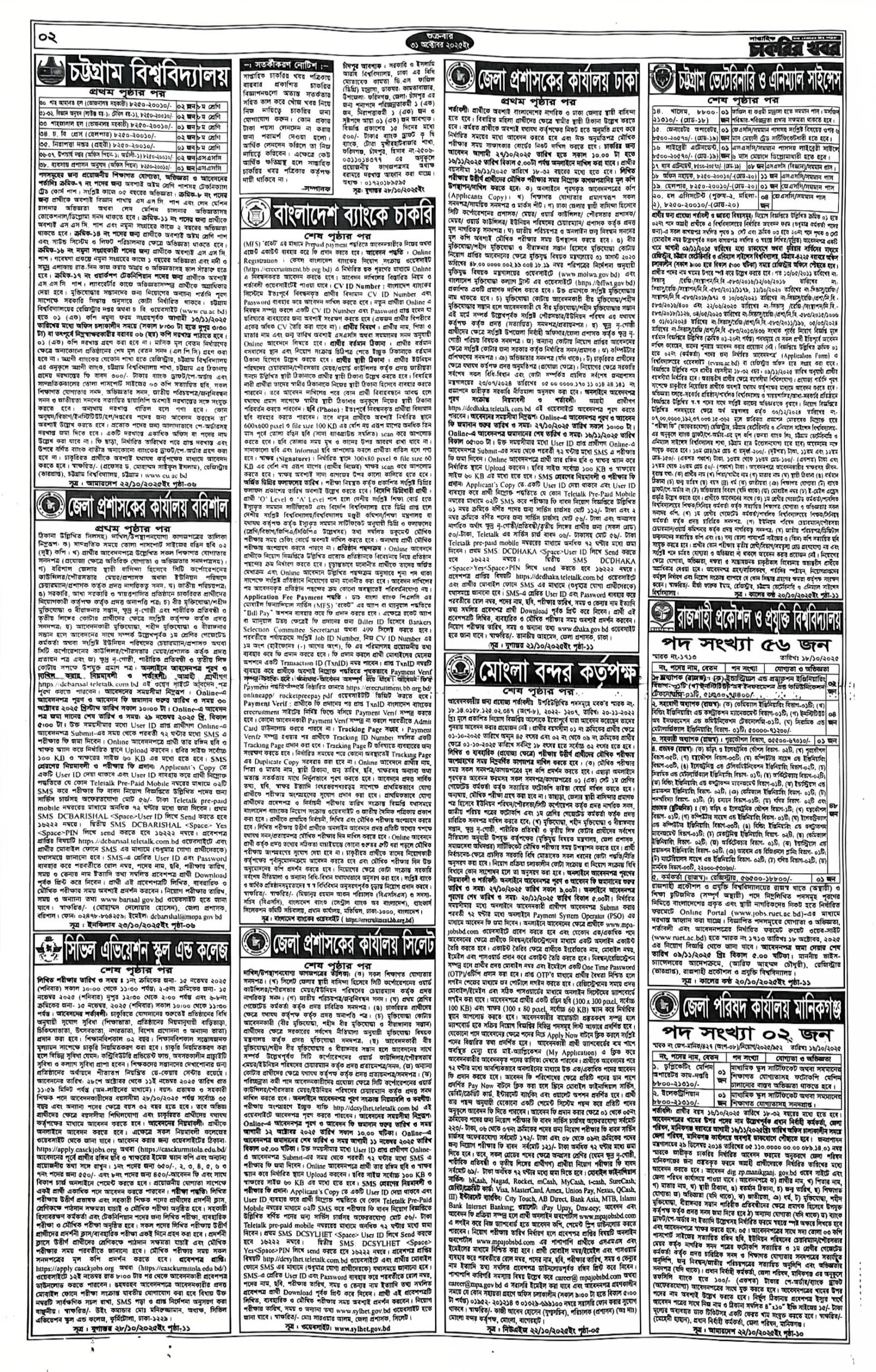 Saptahik Chakrir Khobor, সাপ্তাহিক চাকরির খবর, Saptahik Chakrir Khobor Potrika 31/10/2025, সাপ্তাহিক চাকরির খবর পত্রিকা,