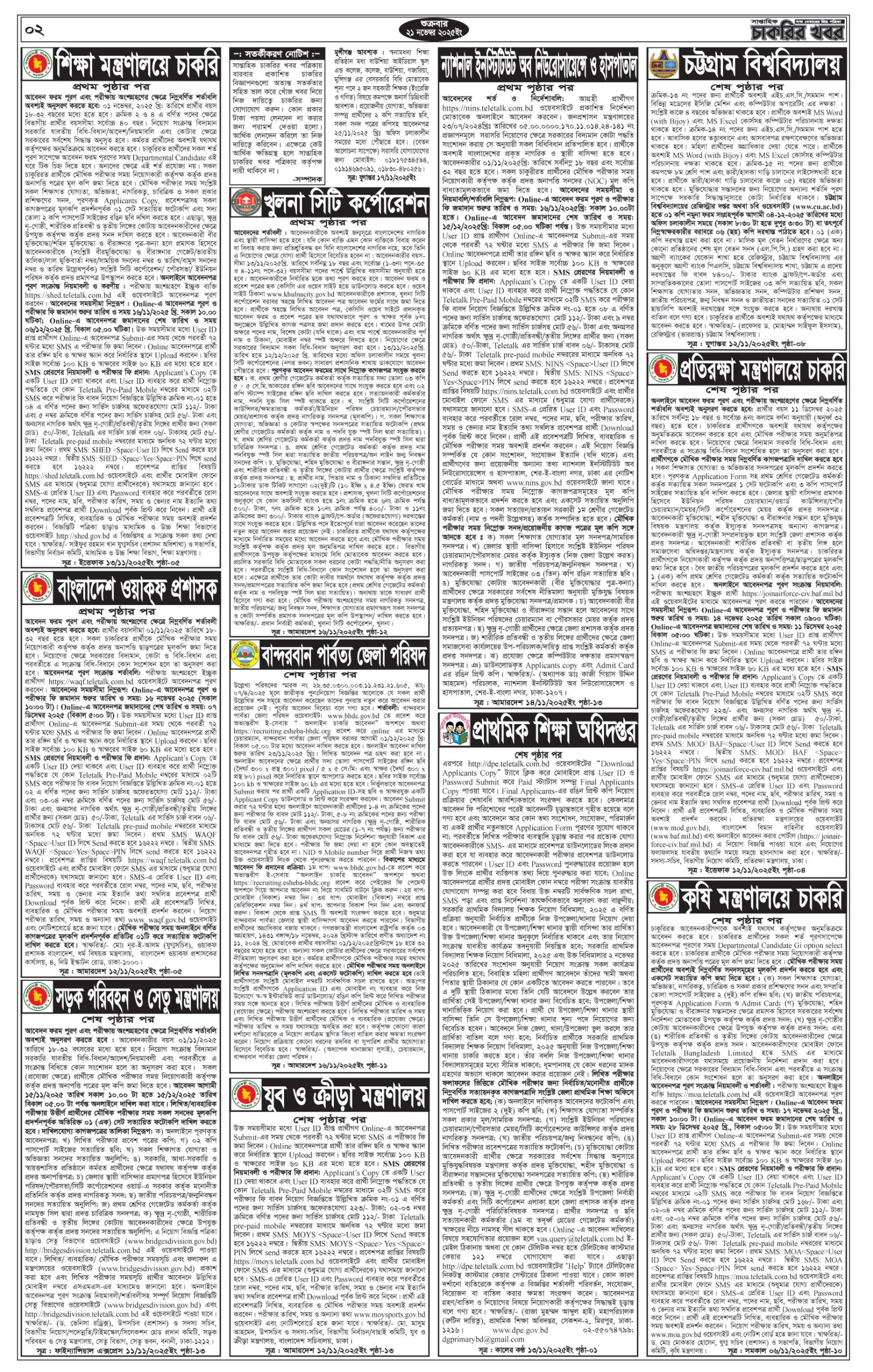Saptahik Chakrir Khobor, সাপ্তাহিক চাকরির খবর, Saptahik Chakrir Khobor Potrika 21/11/2025, সাপ্তাহিক চাকরির খবর পত্রিকা,