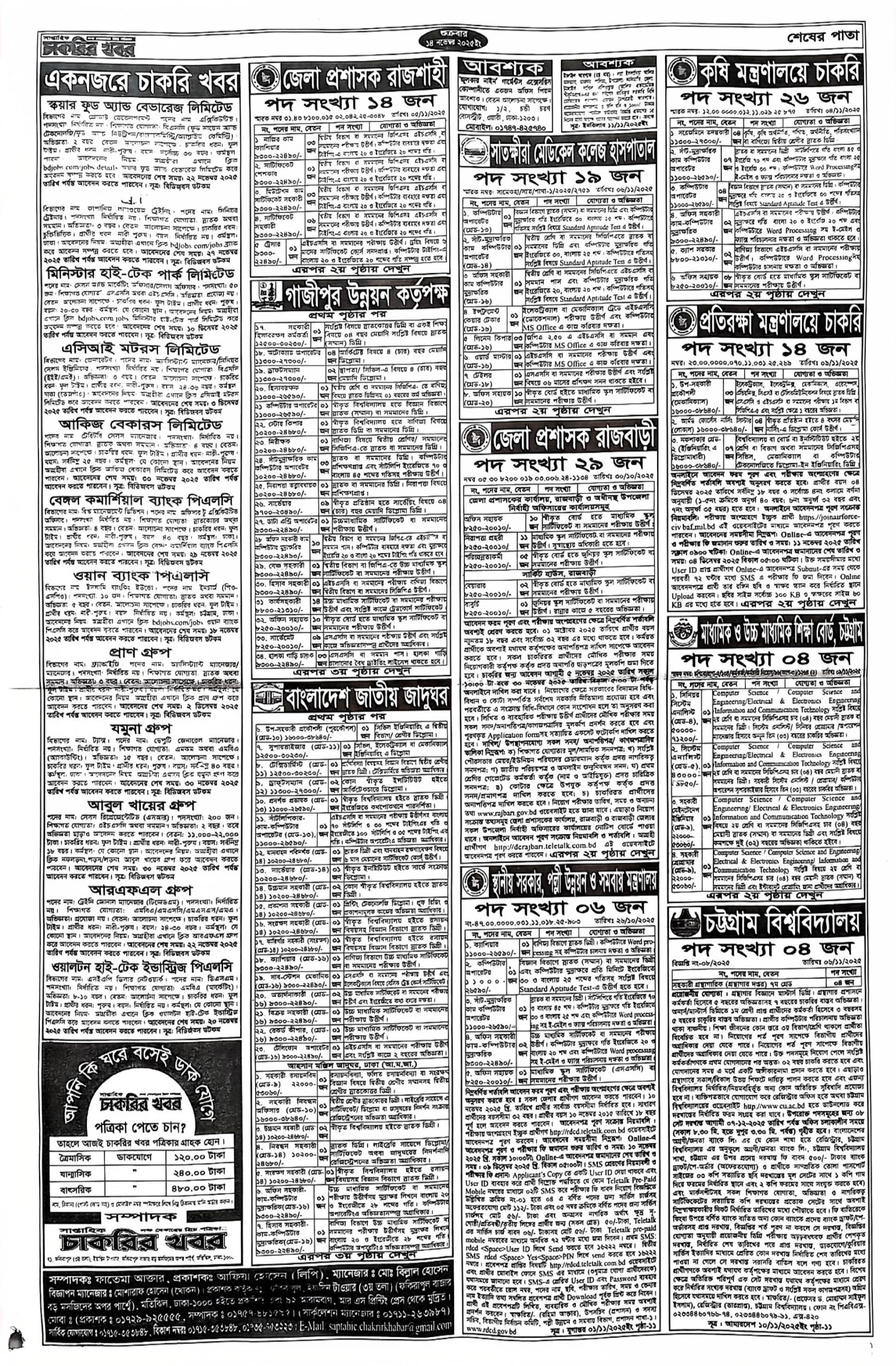 Saptahik Chakrir Khobor, সাপ্তাহিক চাকরির খবর, Saptahik Chakrir Khobor Potrika 14/11/2025, সাপ্তাহিক চাকরির খবর পত্রিকা,